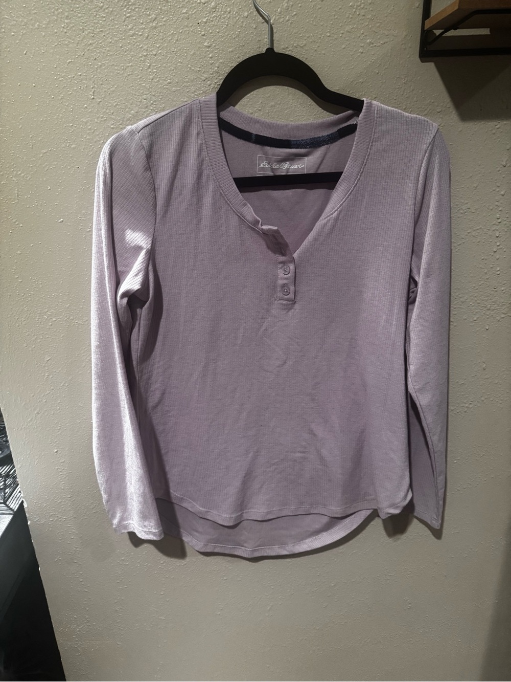 Eddie Bauer Light Lavender Long-Sleeve Henley Top